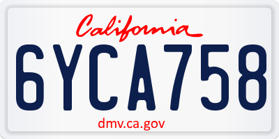 CA license plate 6YCA758
