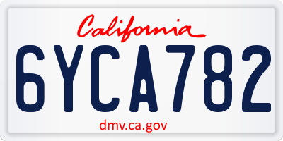 CA license plate 6YCA782