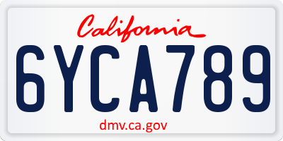 CA license plate 6YCA789
