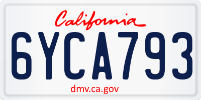 CA license plate 6YCA793