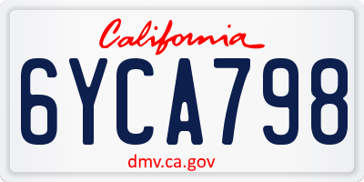 CA license plate 6YCA798