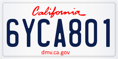 CA license plate 6YCA801