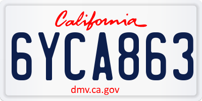 CA license plate 6YCA863