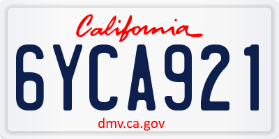 CA license plate 6YCA921