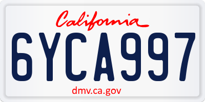 CA license plate 6YCA997