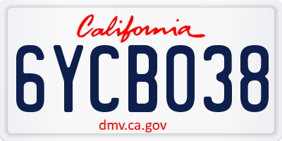 CA license plate 6YCB038
