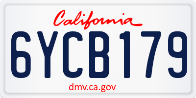 CA license plate 6YCB179
