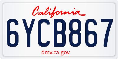 CA license plate 6YCB867