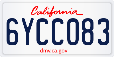 CA license plate 6YCC083