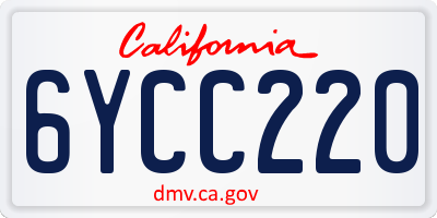 CA license plate 6YCC220