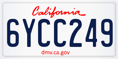 CA license plate 6YCC249