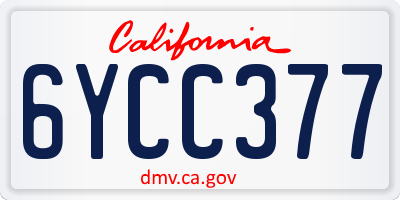 CA license plate 6YCC377