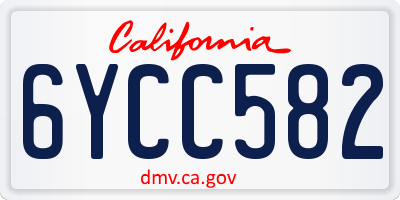 CA license plate 6YCC582