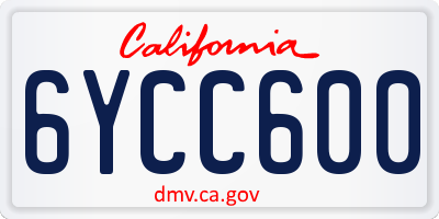 CA license plate 6YCC600