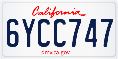 CA license plate 6YCC747