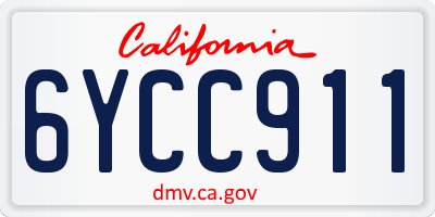CA license plate 6YCC911