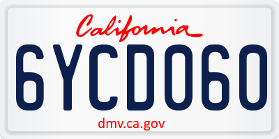 CA license plate 6YCD060