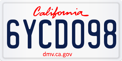 CA license plate 6YCD098