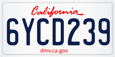 CA license plate 6YCD239