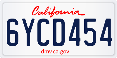 CA license plate 6YCD454