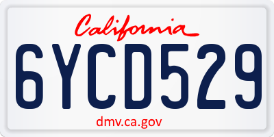 CA license plate 6YCD529