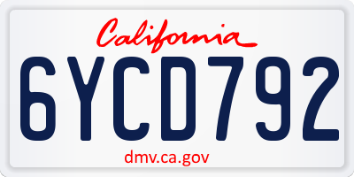 CA license plate 6YCD792