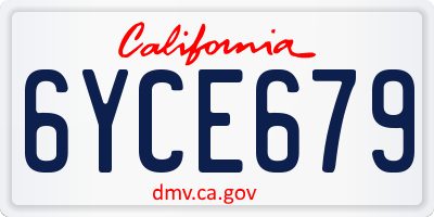 CA license plate 6YCE679