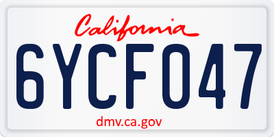 CA license plate 6YCF047