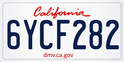 CA license plate 6YCF282