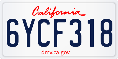 CA license plate 6YCF318