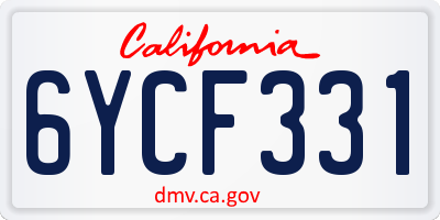 CA license plate 6YCF331