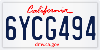 CA license plate 6YCG494