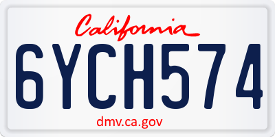 CA license plate 6YCH574