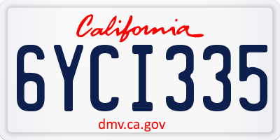 CA license plate 6YCI335