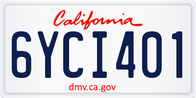 CA license plate 6YCI401