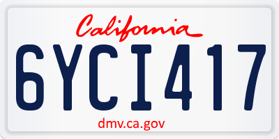 CA license plate 6YCI417