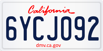 CA license plate 6YCJ092