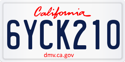 CA license plate 6YCK210