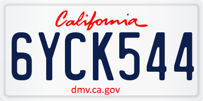 CA license plate 6YCK544