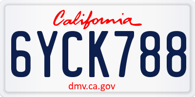 CA license plate 6YCK788