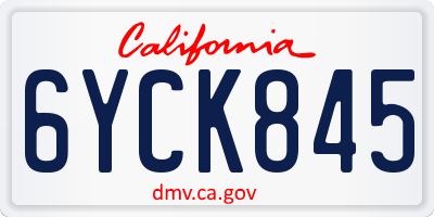 CA license plate 6YCK845
