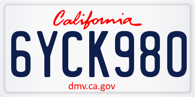 CA license plate 6YCK980
