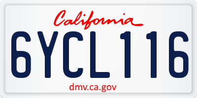 CA license plate 6YCL116