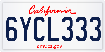 CA license plate 6YCL333