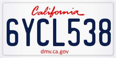 CA license plate 6YCL538