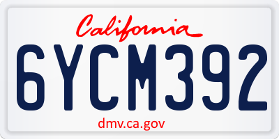 CA license plate 6YCM392