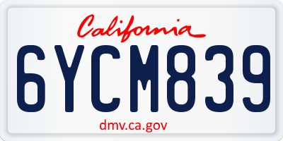 CA license plate 6YCM839