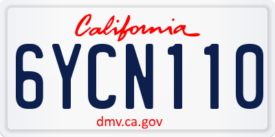 CA license plate 6YCN110