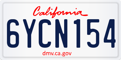 CA license plate 6YCN154