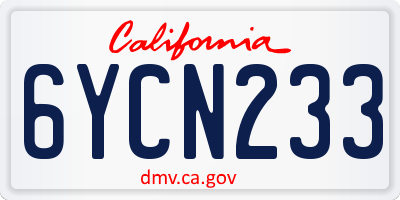 CA license plate 6YCN233